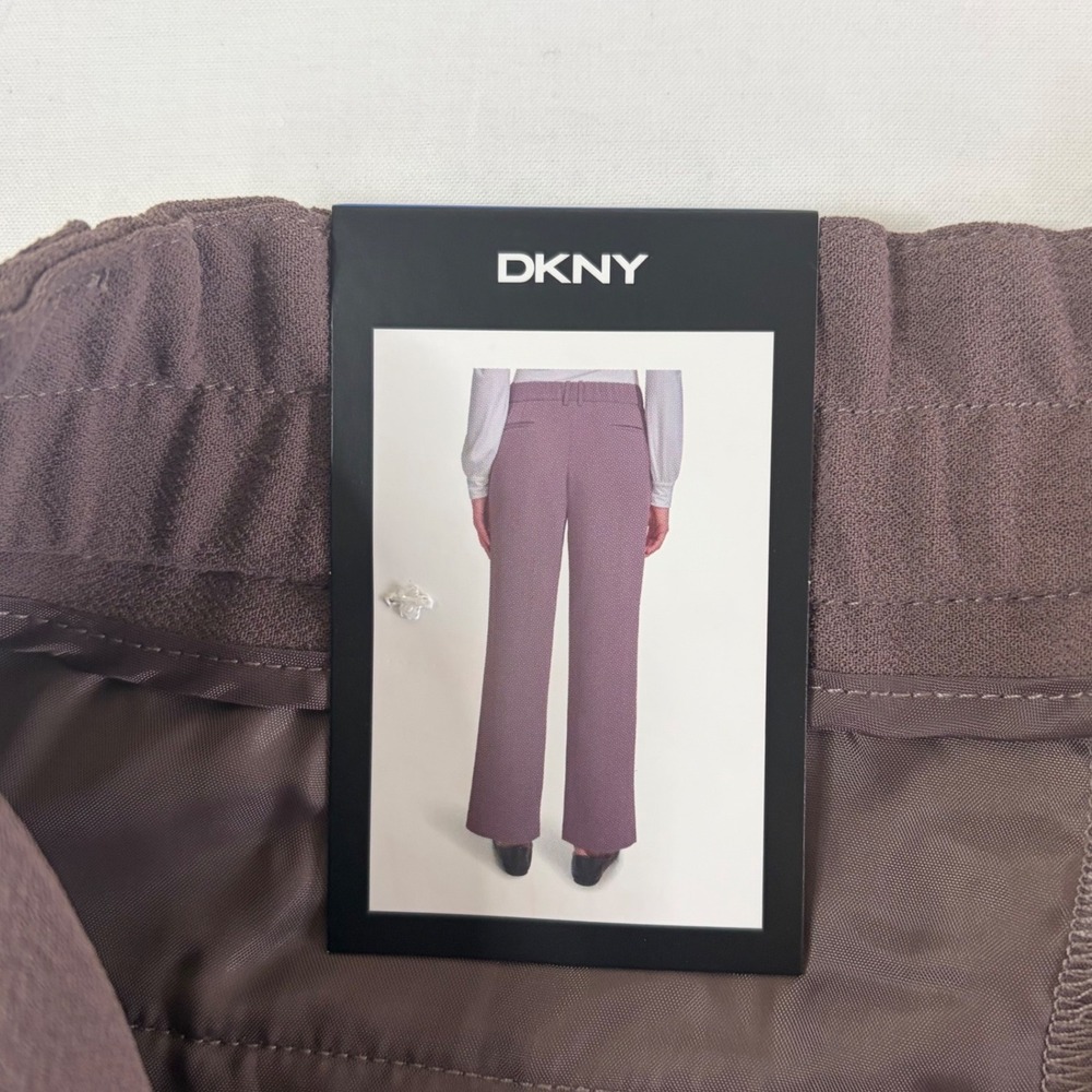DKNY Womens Mauve Brown Pleated Wide Leg Dress Pants Size 10 New - Picture 5 of 13